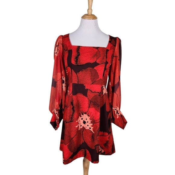 Hutch Dresses & Skirts - Anthropologie Hutch Poppy Puffed Sleeve Red Mini Dress, Sz 12